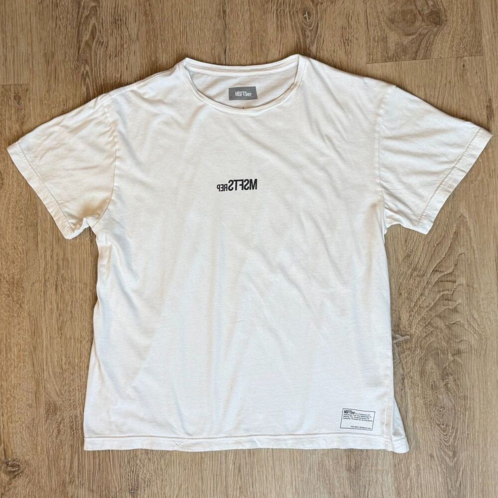 MSFTSrep Logo T-Shirt Abstract Back Graphic White Large Minimalist Tee